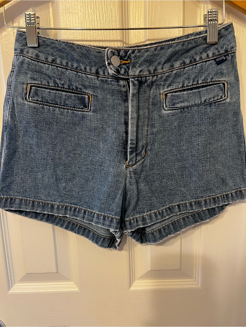 Guess Vintage High Waisted Blue Denim Jean Shorts, Size 27